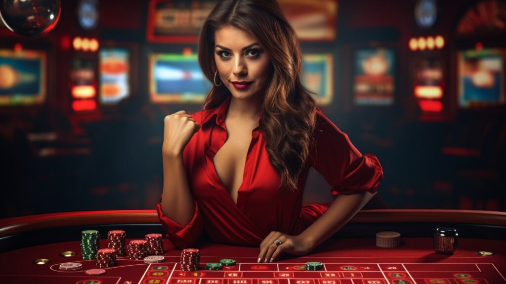 jogador de craps com vestido vermelho na ibet casino online